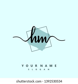 Initial HM handwriting logo template vector