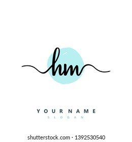 Initial HM handwriting logo template vector