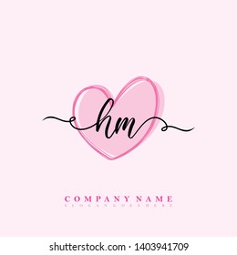 Initial HM handwriting logo template vector