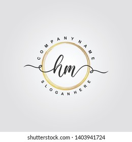 Initial HM handwriting logo template vector