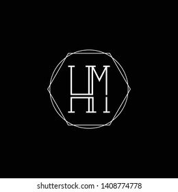 Initial HM letter logo design in black background