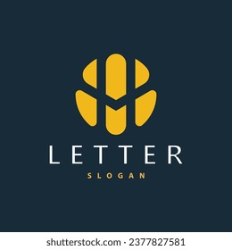 Logo de la carta HM inicial, plantilla de logotipo de MH minimalista de vectores modernos y de lujo