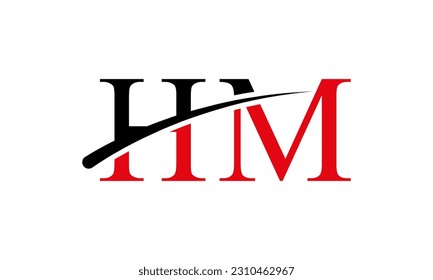 Initial HM letter Logo With Swoosh Design Graphic Vector Template for Business and Company Identity.
