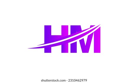 Logotipo de la carta inicial de HM con plantilla de vectores gráficos de diseño Swoosh para identidad de empresa y empresa.