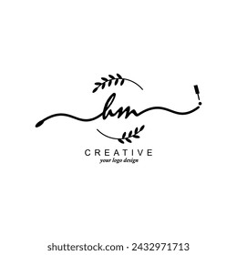 Erste HM-Logo-Handschrift-botanische Branding-Typografie