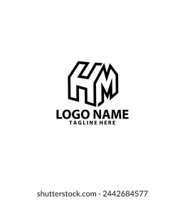 initial HM modern logo design vector