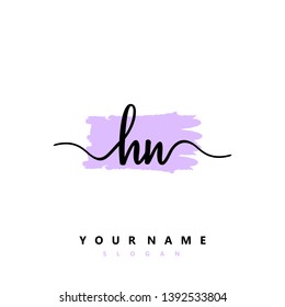 Initial HN handwriting logo template vector