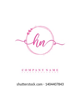 Initial HN handwriting logo template vector