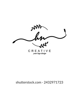 Initial HN logo handwriting botanical branding typography