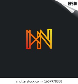 Initial HN Logo monogram design template. Simple elegant shape style modern logo.