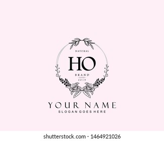 Initial HO beauty monogram and elegant logo design, handwriting logo of initial signature, wedding, fashion, floral and botanical with creative template.