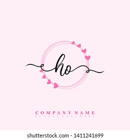Initial HO handwriting logo template vector
