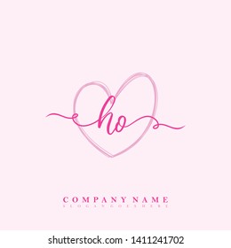 Initial HO handwriting logo template vector