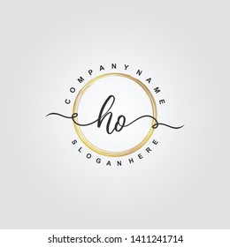 Initial HO handwriting logo template vector