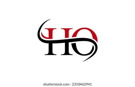 Initial HO letter Logo With Swoosh Design Graphic Vector Template for Business and Company Identity.