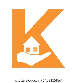 Initial Home Hand Logo combine with letter K vector template