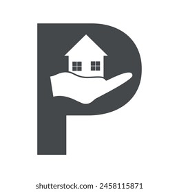Initial Home Hand Logo combine with letter P vector template