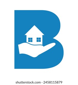 Initial Home Hand Logo combine with letter B vector template