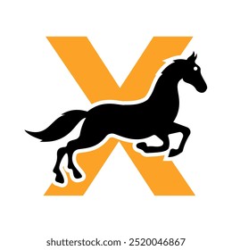 Initial Hores Logo combine with letter X vector template