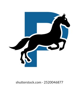 Initial Hores Logo combine with letter P vector template