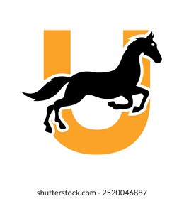 Initial Hores Logo combine with letter U vector template