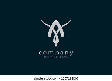 Initial A horn Logo, minimalist letter A with horn design logo, vector illustration