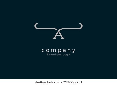 Initial A horn Logo. minimalist letter A with horn design logo inspiration, vector illustration