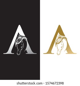 initial A horse logo design icon