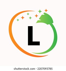 Logo De Limpieza Inicial De Casa En La Letra L Concept. Símbolo vector de tipo de logotipo Maid