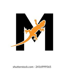 Initial House Gecko Logo kombiniert mit Buchstaben M Vektorvorlage