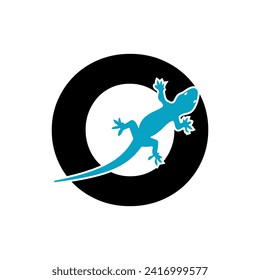 Initial House Gecko Logo combine with letter O vector template