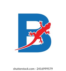 Logotipo de gecko de la casa inicial combinado con plantilla de vector de letra B