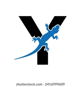 Initial House Gecko Logo combine with letter Y vector template