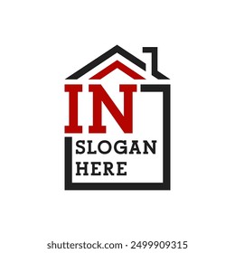 Initial IN house logo for Roofing. Letter IN Real Estate Logo