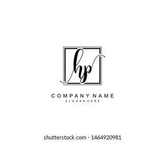 Initial HP beauty monogram and elegant logo design, handwriting logo of initial signature, wedding, fashion, floral and botanical with creative template.