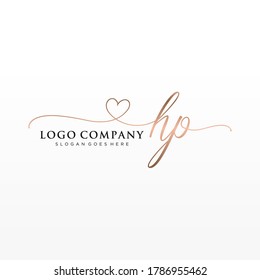 Initial HP beauty monogram and elegant logo design, handwriting logo of initial signature, wedding, fashion, floral and botanical with creative template.
