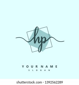 Initial HP handwriting logo template vector