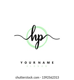 Initial HP handwriting logo template vector