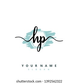 Initial HP handwriting logo template vector