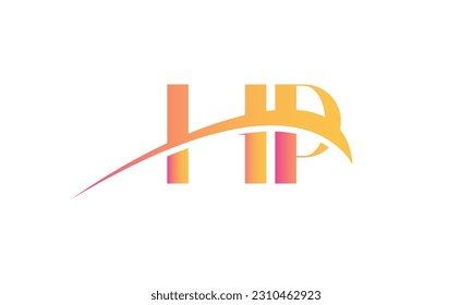 Initial HP letter Logo With Swoosh Design Graphic Vector Template for Business and Company Identity.