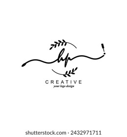 Initial HP logo handwriting botanical branding typography