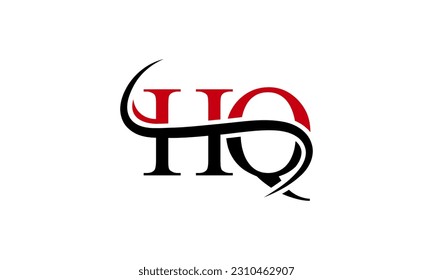Initial HQ letter Logo With Swoosh Design Graphic Vector Template for Business and Company Identity.
