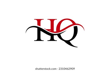 Initial HQ letter Logo With Swoosh Design Graphic Vector Template for Business and Company Identity.