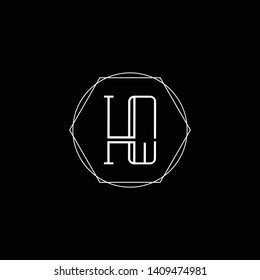Initial HQ UQ letter logo design in black background