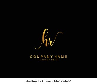 Initial HR beauty monogram and elegant logo design, handwriting logo of initial signature, wedding, fashion, floral and botanical with creative template.