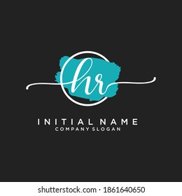 Initial HR beauty monogram and elegant logo design, handwriting logo of initial signature, wedding, fashion, floral and botanical with creative template.