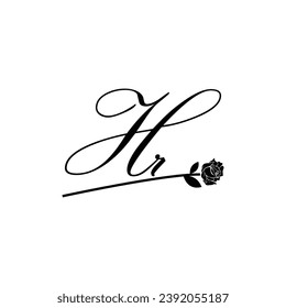 Initial HR handwriting flower typography ornament modern