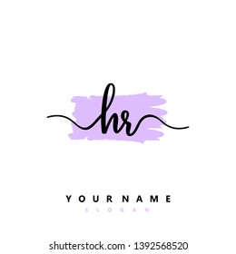 Initial HR handwriting logo template vector