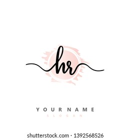 Initial HR handwriting logo template vector