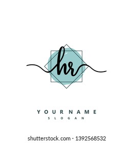 Initial HR handwriting logo template vector